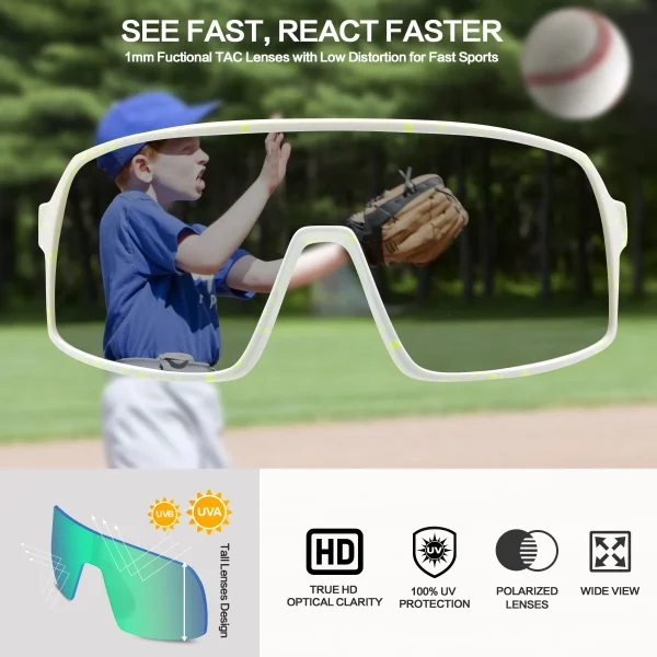 Wrap Around Kids Sports Sunglasses · Teal JF279 - Image 2