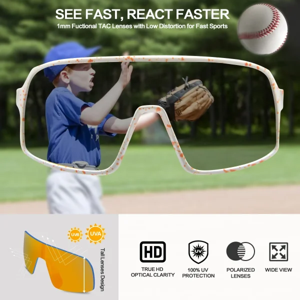 Kids Sports Cycling Sunglasses · Orange JF279 - Image 2