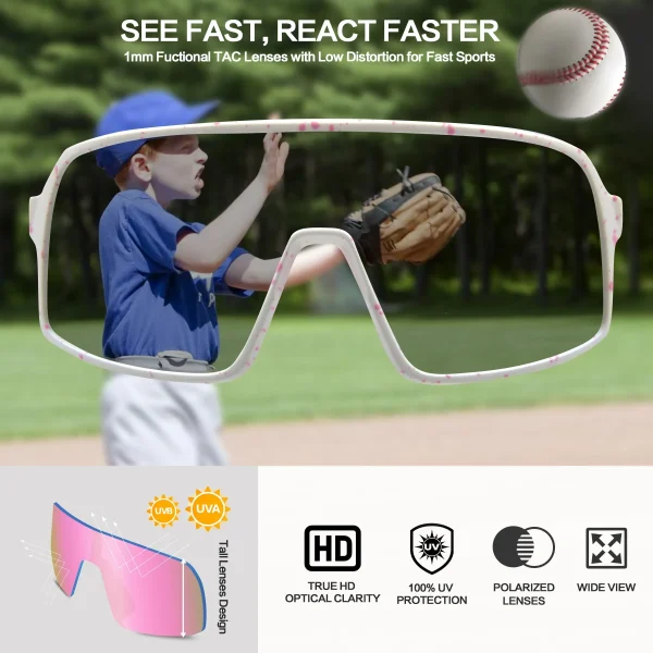Cute Kids Sports Wraparound Sunglasses · Pink JF279 - Image 3
