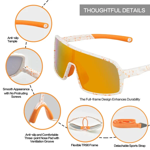 Kids Sports Cycling Sunglasses · Orange JF279 - Image 3
