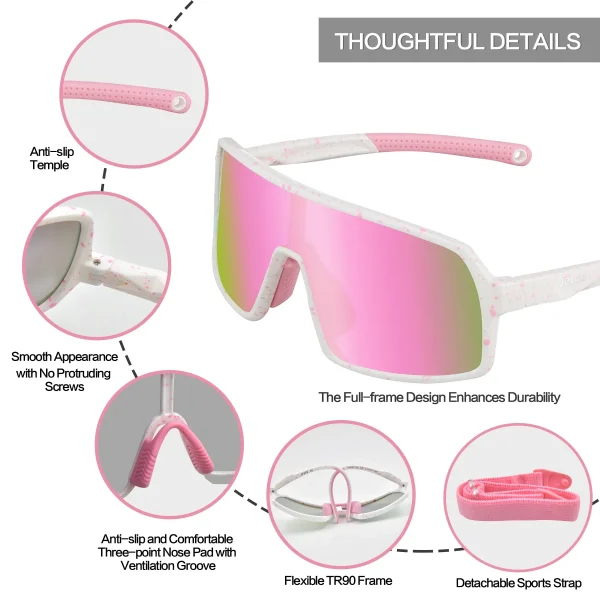 Cute Kids Sports Wraparound Sunglasses · Pink JF279 - Image 4
