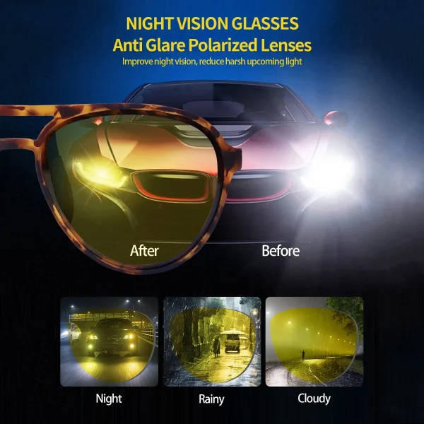 Sports Night Vision Aviator Glasses  · Yellow Horizon JF119 - Image 3