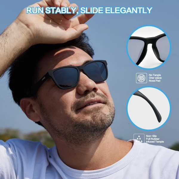 Square Running Sunglasses For Men And Women· Black Coca JF219 - Image 3