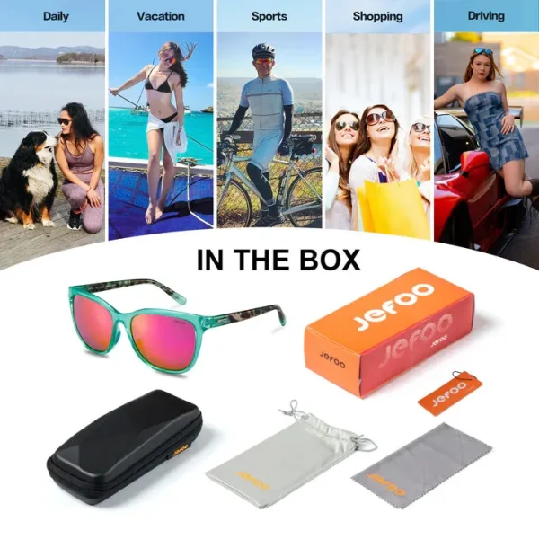 Polarized Cat Eye Sunglasses · Caribbean Aqua JF169 - Image 6