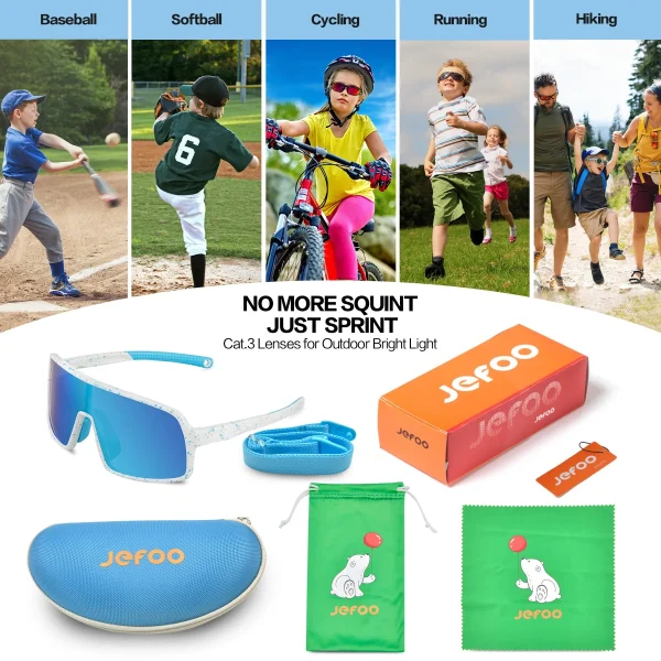 Kids Baseball Sports Sunglasses · Blue JF279 - Image 6