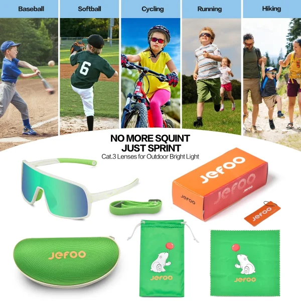 Wrap Around Kids Sports Sunglasses · Teal JF279 - Image 6