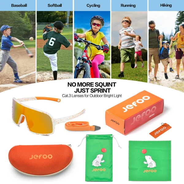 Kids Sports Cycling Sunglasses · Orange JF279 - Image 5