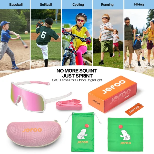 Cute Kids Sports Wraparound Sunglasses · Pink JF279 - Image 6