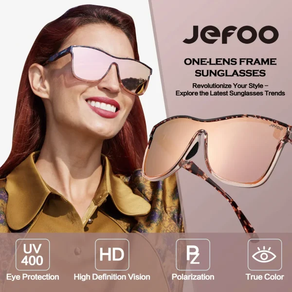 Trendy One-Lens Sunglasses · Champagne Rose JF189 - Image 6