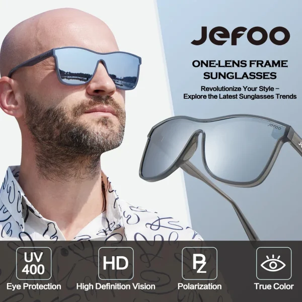 Oversized One-Lens Sunglasses · Dynasty Silver JF189 - Image 6