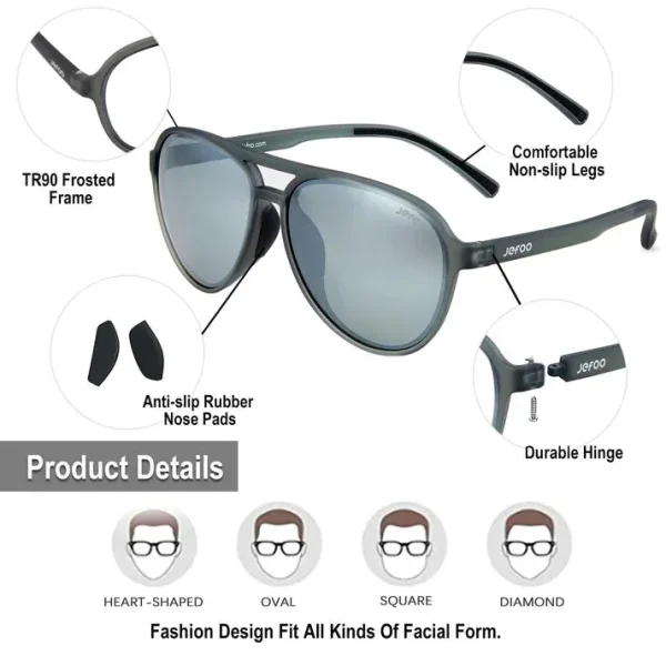 Aviator Sunglasses For Men · Tech Silver JF119 - Image 4