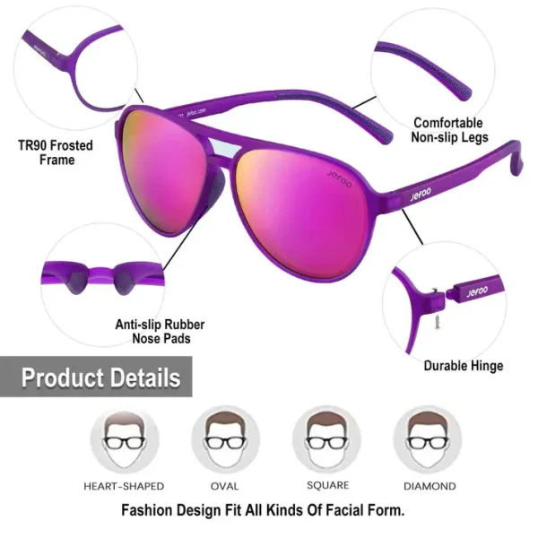 Aviator Sunglasses for Women · Purple JF119 - Image 4