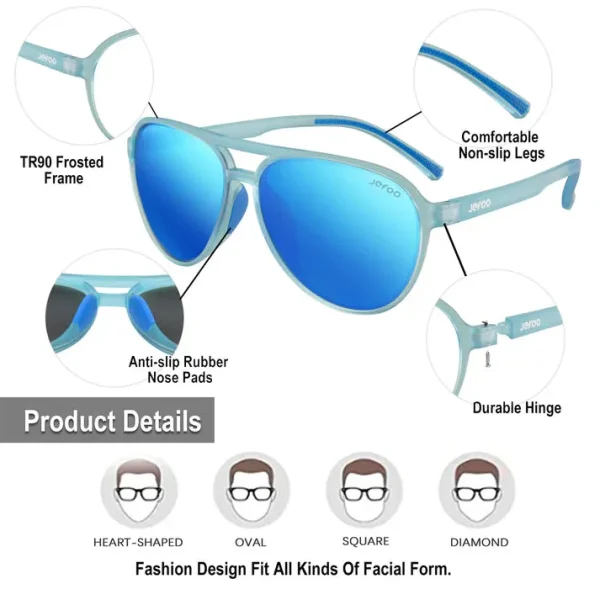 Chic Aviator Sunglasses · Sky Blue JF119 - Image 4