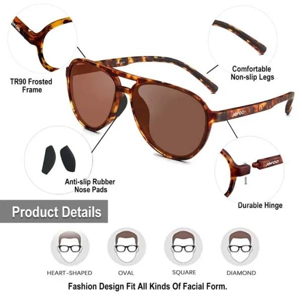 Classic Aviator Sunglasses · Tortoise JF119 - Image 3