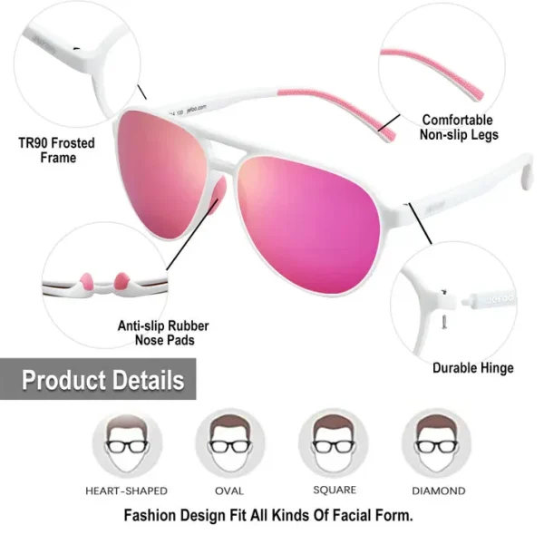 Elegant Aviator Sunglasses · Flamingo Pink JF119 - Image 4