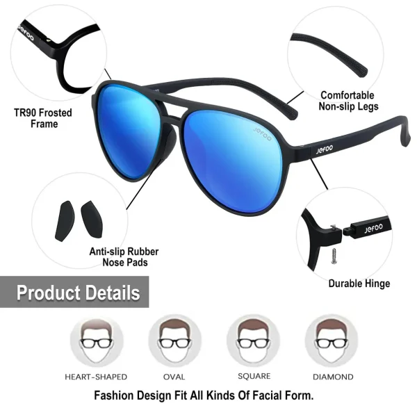 Fishing Aviator Sunglasses · Ice Blue JF119 - Image 4