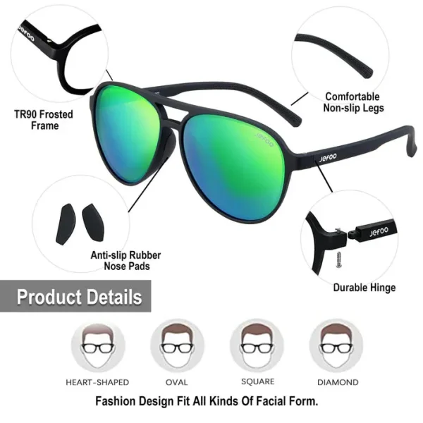Men Aviator Sunglasses · Moss Green JF119 - Image 3