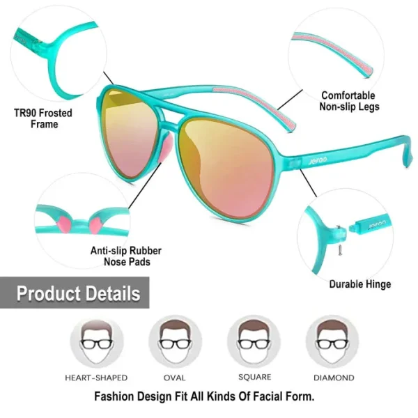 Polarized Aviator Sunglasses · Mint Green JF119 - Image 4