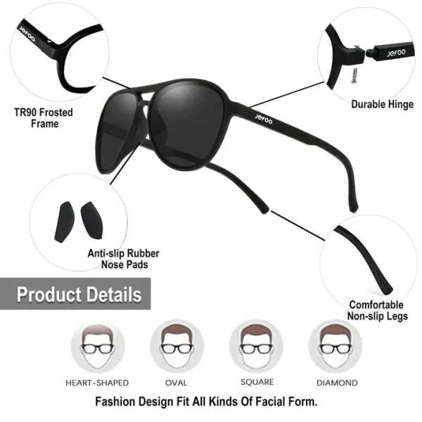 Sports Aviator Sunglasses · Black JF119 - Image 4