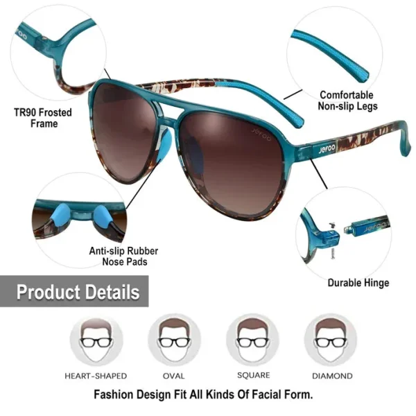Vintage Aviator Sunglasses · Blue Agate JF119 - Image 4