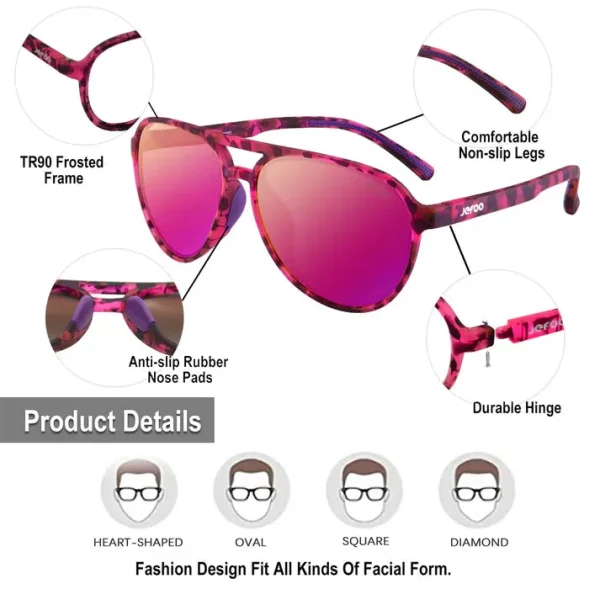 Stylish Aviator Sunglasses · Leopard Purple JF119 - Image 4