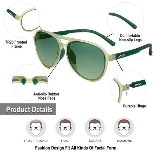 Tinted Aviator Sunglasses · Foliage Green JF119 - Image 4