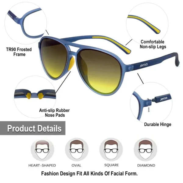 Tinted Aviator Sunglasses · Retro Blue JF119 - Image 4