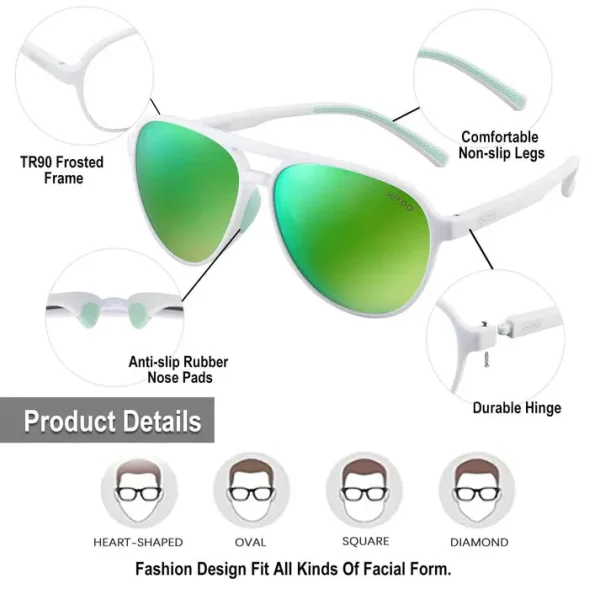 Unisex Aviator Sunglasses · Fresh White JF119 - Image 4