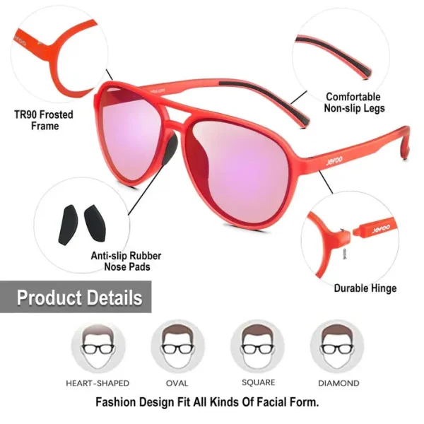 Women Aviator Sunglasses · Red JF119 - Image 4