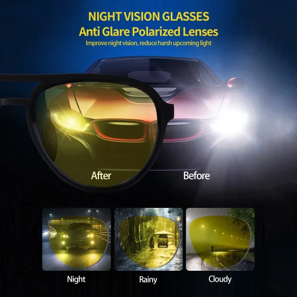 Aviator Night Vision Glasses For Driving · Night Focus JF119 - Image 3