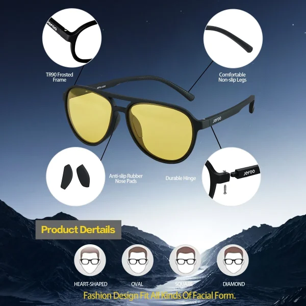 Aviator Night Vision Glasses For Driving · Night Focus JF119 - Image 5