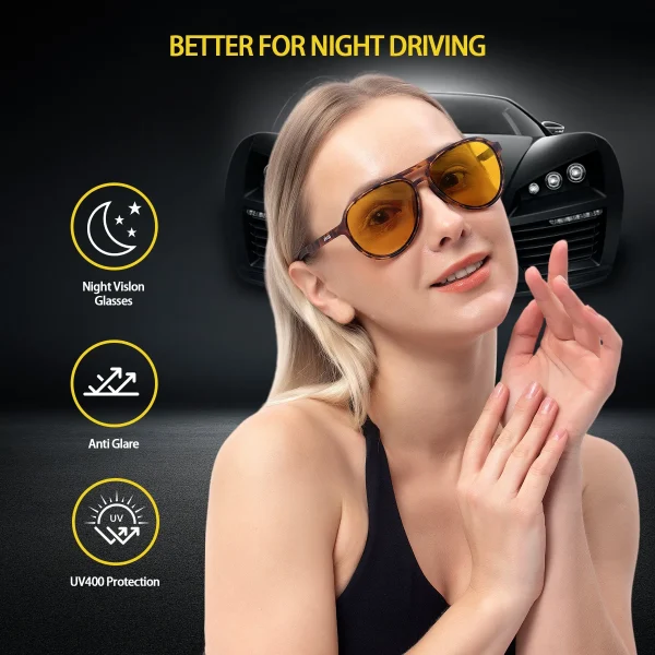 Sports Night Vision Aviator Glasses  · Yellow Horizon JF119 - Image 2