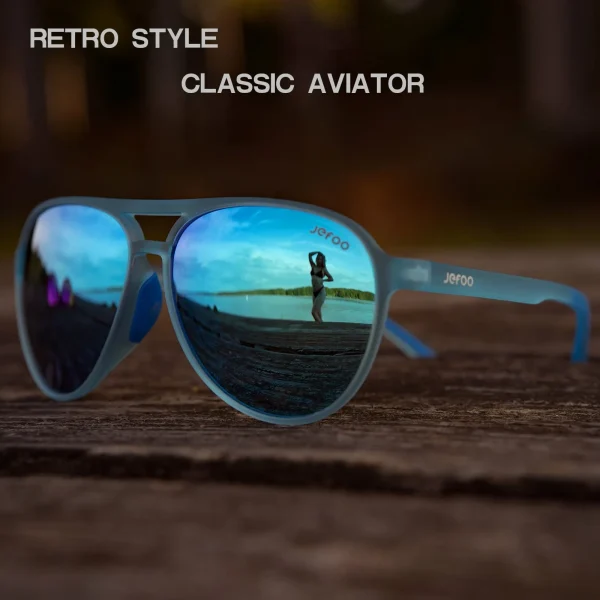 Chic Aviator Sunglasses · Sky Blue JF119 - Image 6