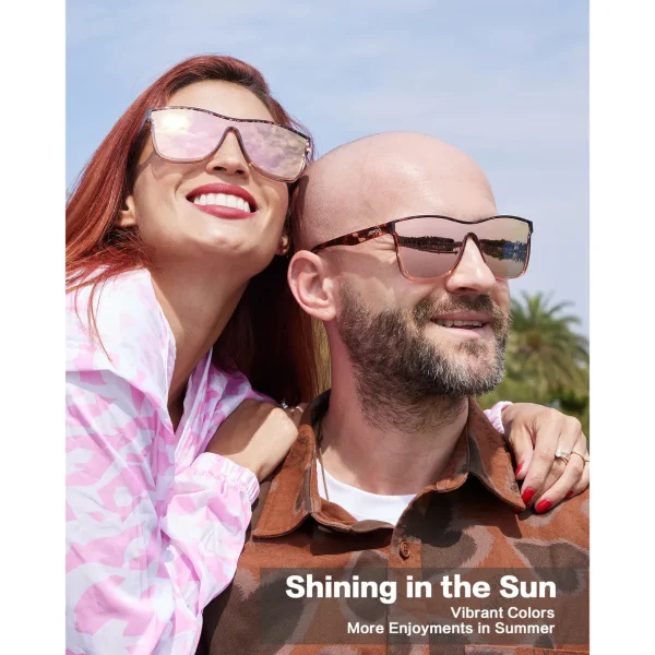 Trendy One-Lens Sunglasses · Champagne Rose JF189 - Image 7
