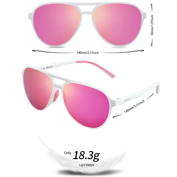 Elegant Aviator Sunglasses · Flamingo Pink JF119 - Image 3
