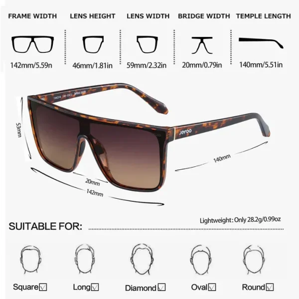 Fashion Flat Top Sunglasses · Rough Winds JF159 - Image 4