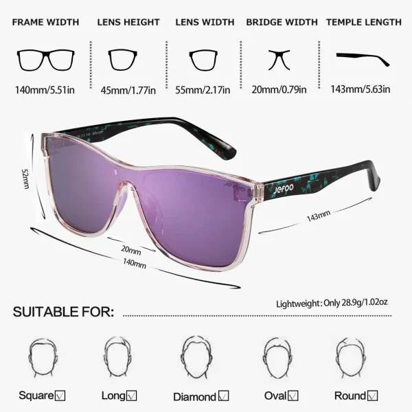 Fashion One-Lens Sunglasses · Provence Lavender JF189 - Image 2