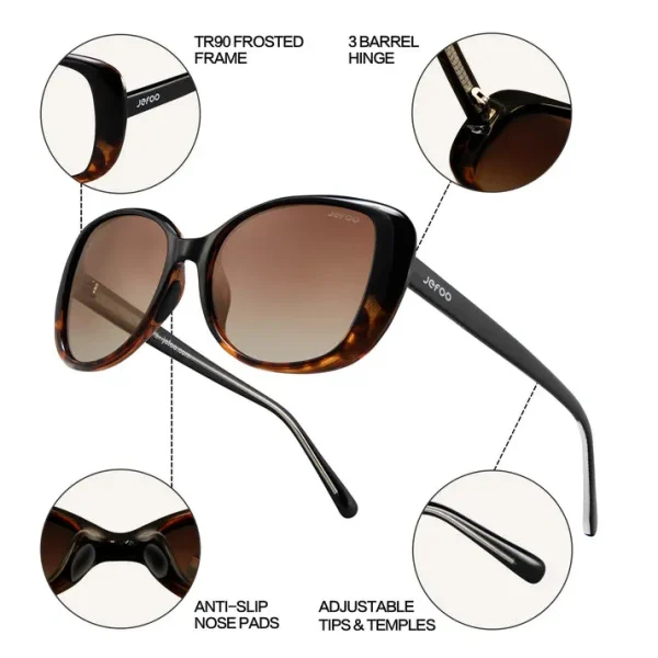 Classic Square Sunglasses · Black Coffee JF179 - Image 4