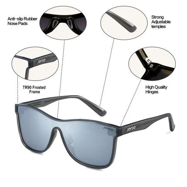 Oversized One-Lens Sunglasses · Dynasty Silver JF189 - Image 4