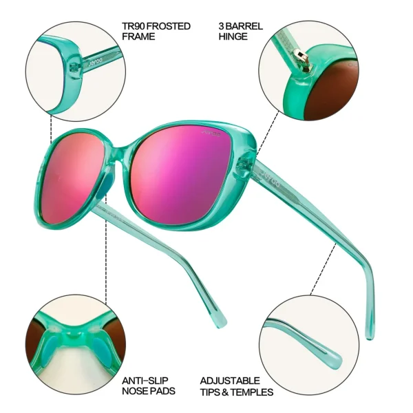 Sports Square Sunglasses · Crystal Mint JF179 - Image 4