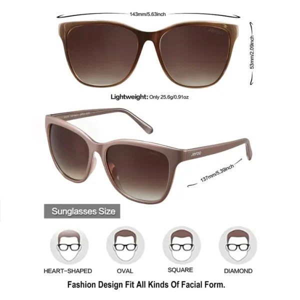 Trendy Cat Eye Sunglasses · Apricot Gray JF169 - Image 4