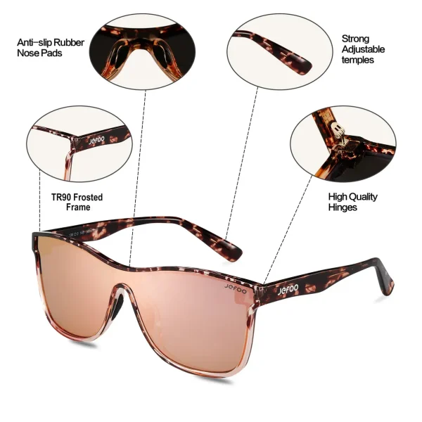 Trendy One-Lens Sunglasses · Champagne Rose JF189 - Image 4