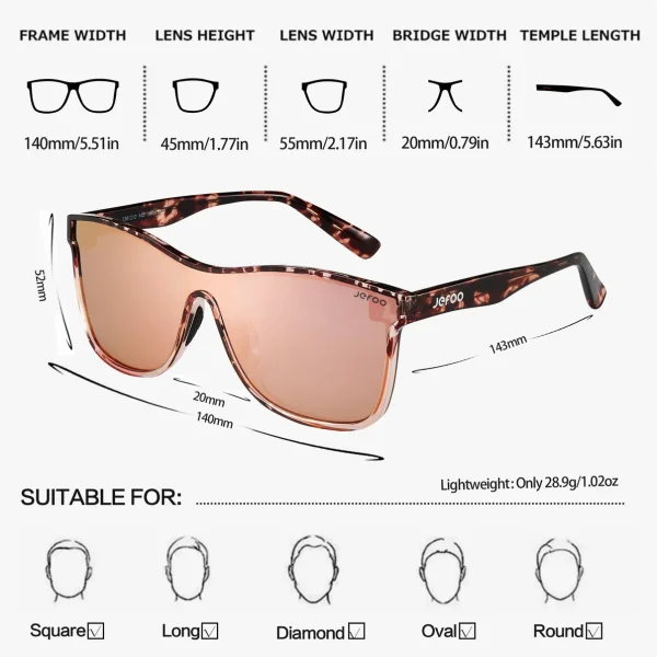 Trendy One-Lens Sunglasses · Champagne Rose JF189 - Image 3