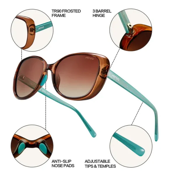 Trendy Square Sunglasses · Gradient Brown JF179 - Image 3