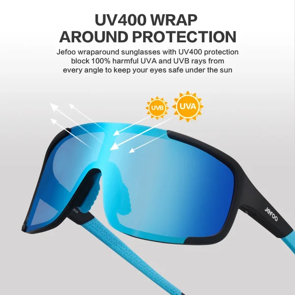 Non Polarized Cycling Wrap Around Sunglasses · Blue Nebula JF259 - Image 4