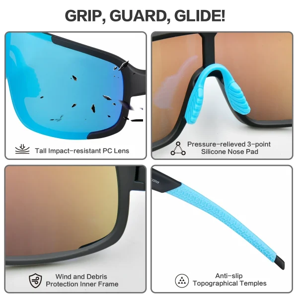 Non Polarized Cycling Wrap Around Sunglasses · Blue Nebula JF259 - Image 3