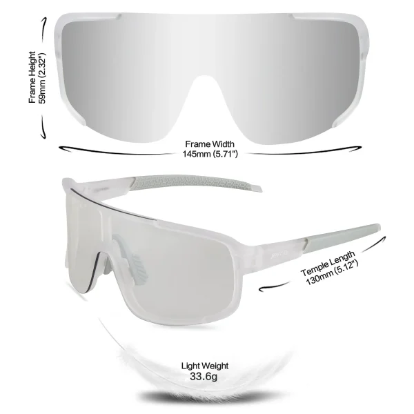 Photochromic Wrap Around Cycling Sunglasses · Mirrored Silver JF259 - Image 5