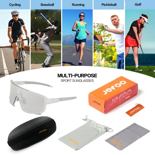 Photochromic Wrap Around Cycling Sunglasses · Mirrored Silver JF259 - Image 7