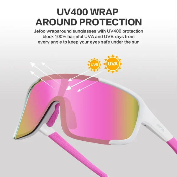 Stylish Sports Wraparound Sunglasses · Pink Spark JF259 - Image 5