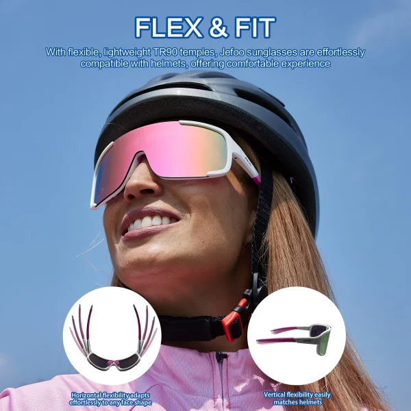 Stylish Sports Wraparound Sunglasses · Pink Spark JF259 - Image 2